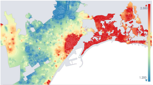 Catastro 2023 mapa de precios de vivienda Málaga